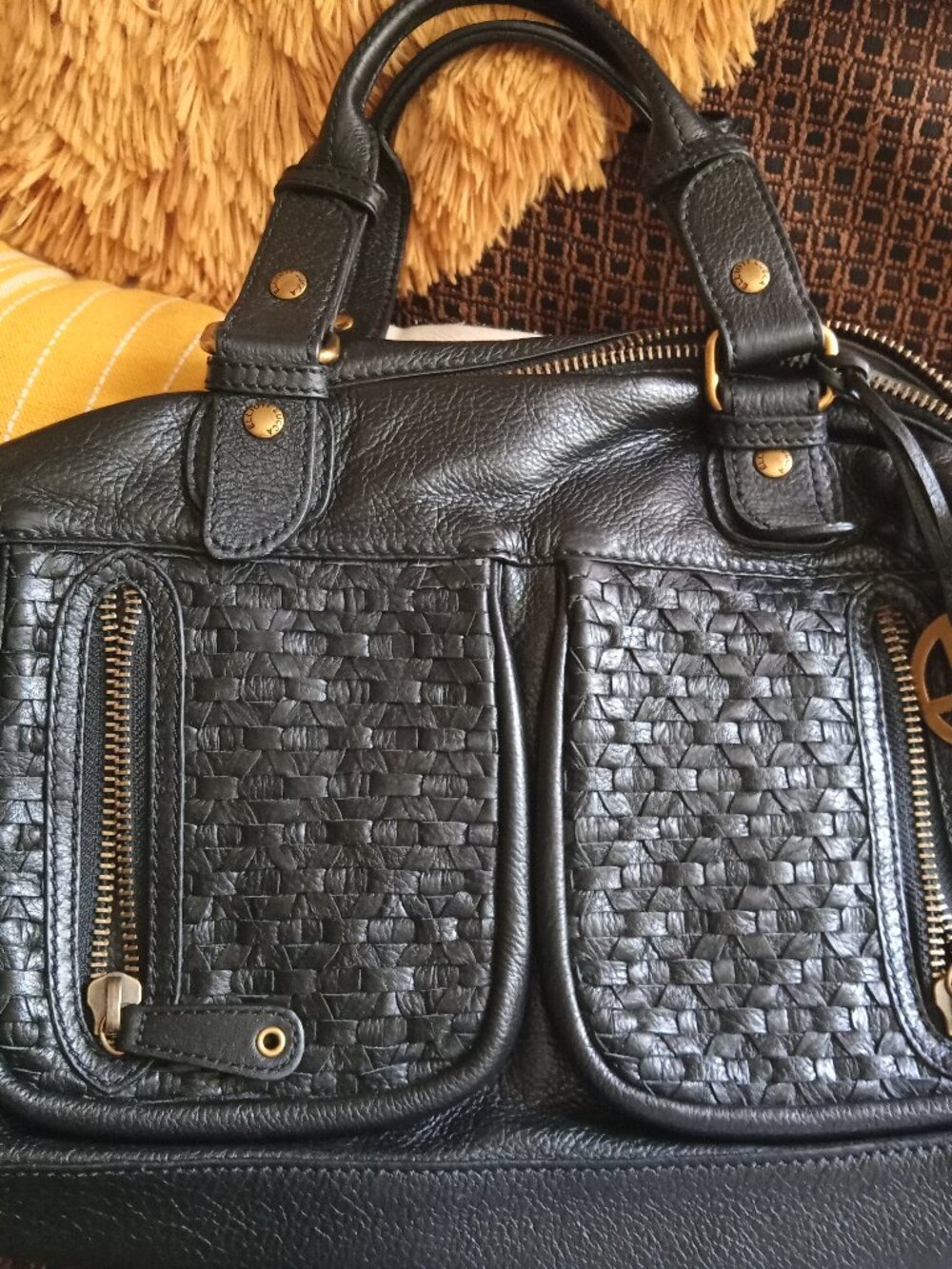 ELLIOTT  LUCCA  BLACK LEATHER SATCHEL